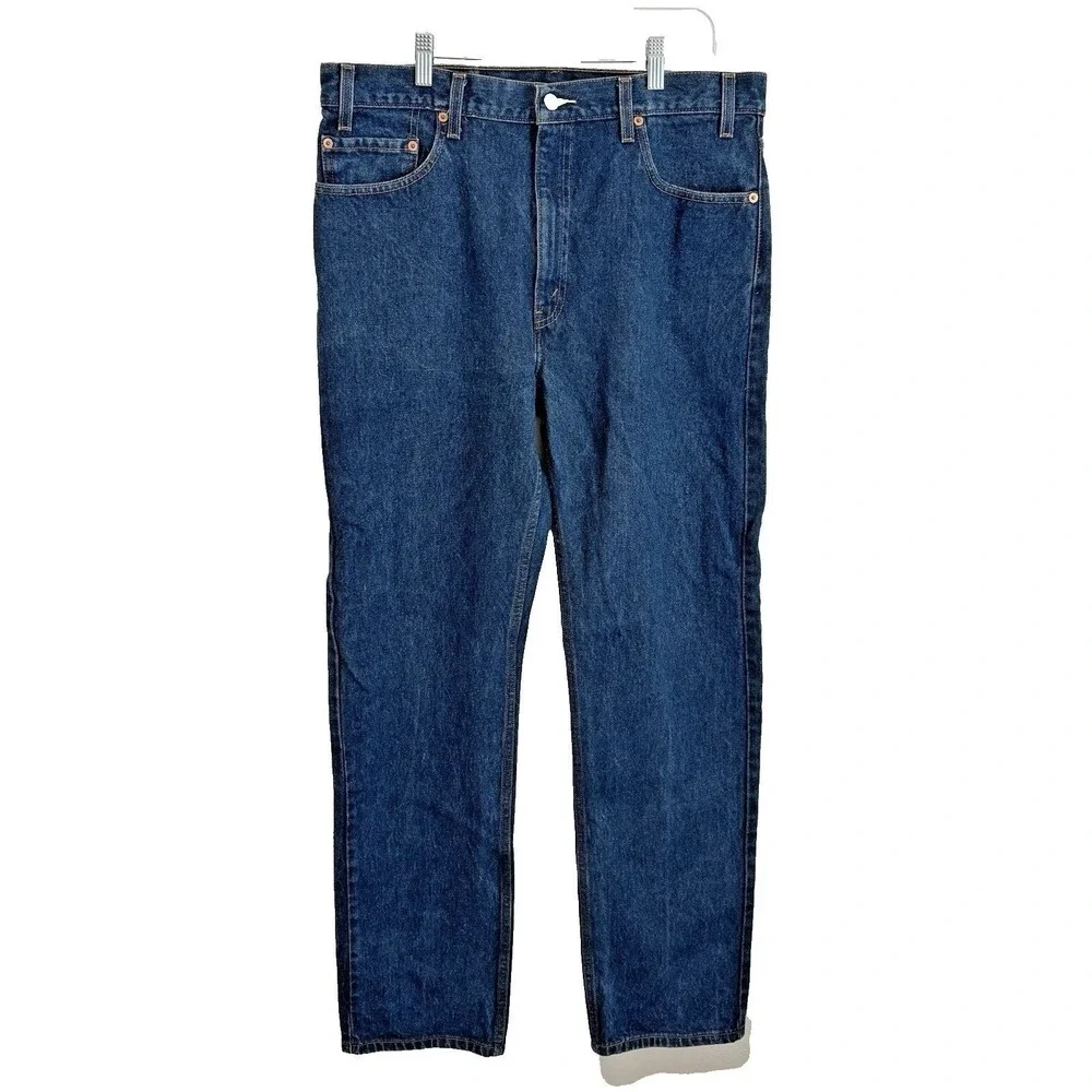 Levi's 505 Regular Fit Blue Jeans Mens 36x33 Straight Leg Dark Wash Denim